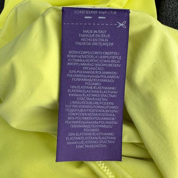 Ralph Lauren Purple Label Claeton Scuba Bodysuit Neon Chartreuse Size Large - Picture 9 of 9